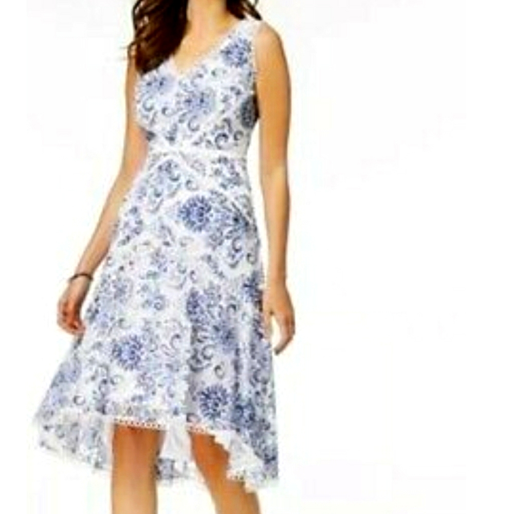 Taylor Fit and Flare Hi-low Lace Dress